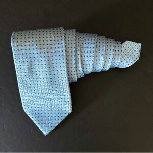 Dormeuil 100% Silk Woven Tie, Hand Made in France Light Silvery Gray Blue & Blue